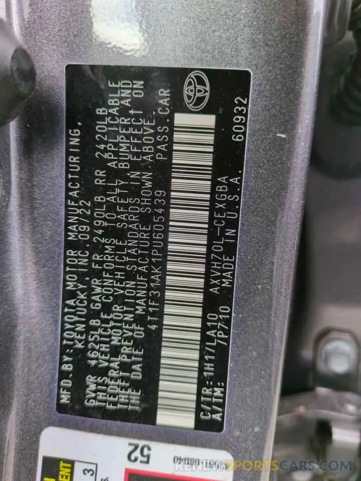 13 Photograph of a damaged car 4T1F31AK1PU605439 TOYOTA CAMRY 2023
