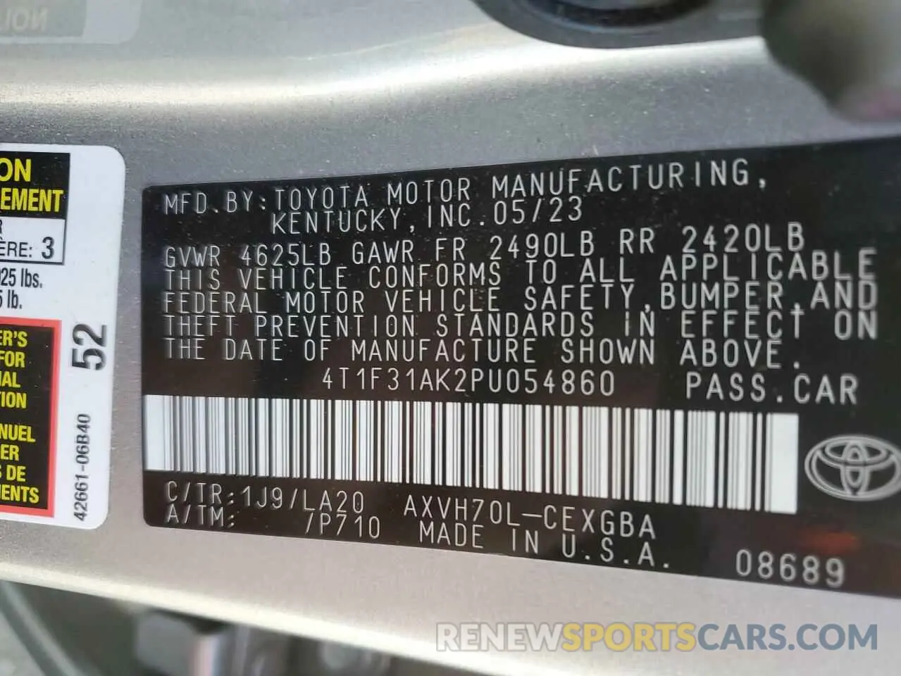 12 Photograph of a damaged car 4T1F31AK2PU054860 TOYOTA CAMRY 2023