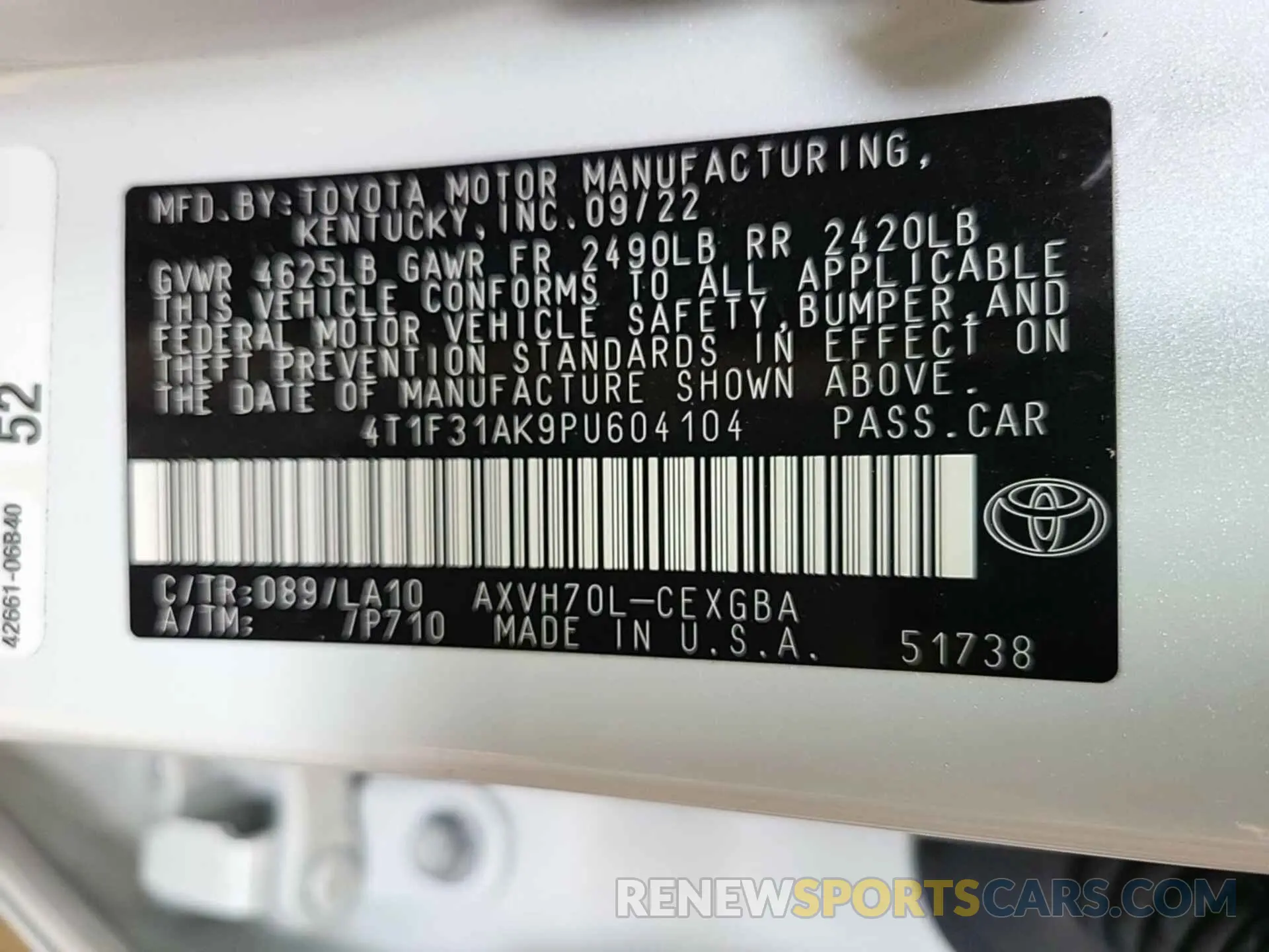 16 Photograph of a damaged car 4T1F31AK9PU604104 TOYOTA CAMRY 2023