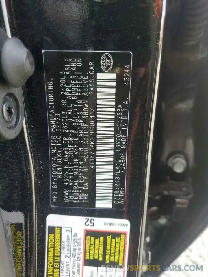 13 Photograph of a damaged car 4T1FZ1AK2PU088117 TOYOTA CAMRY 2023