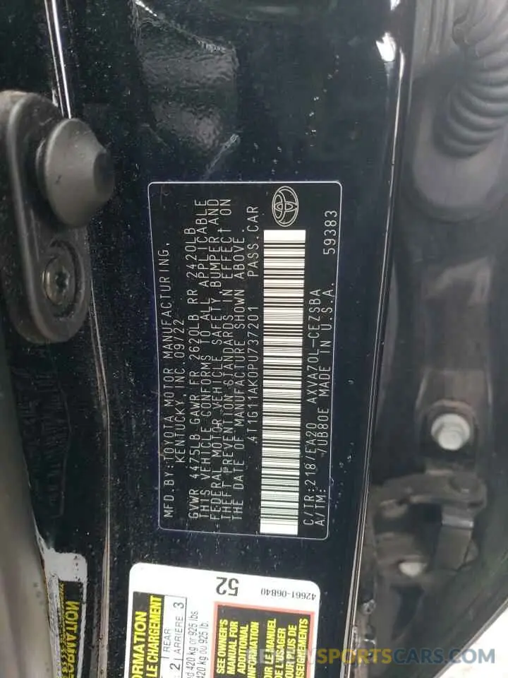 12 Photograph of a damaged car 4T1G11AK0PU737201 TOYOTA CAMRY 2023