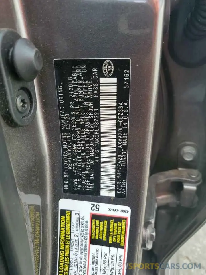 13 Photograph of a damaged car 4T1G11AK0PU787323 TOYOTA CAMRY 2023