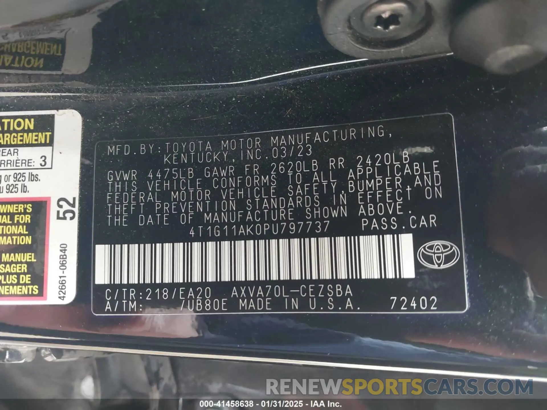 9 Photograph of a damaged car 4T1G11AK0PU797737 TOYOTA CAMRY 2023