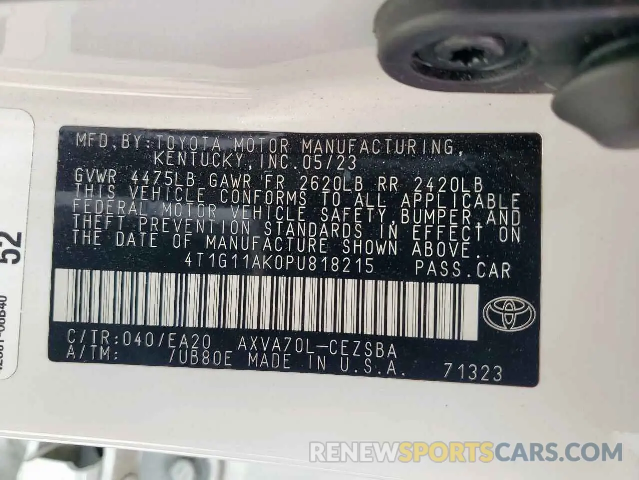 13 Photograph of a damaged car 4T1G11AK0PU818215 TOYOTA CAMRY 2023
