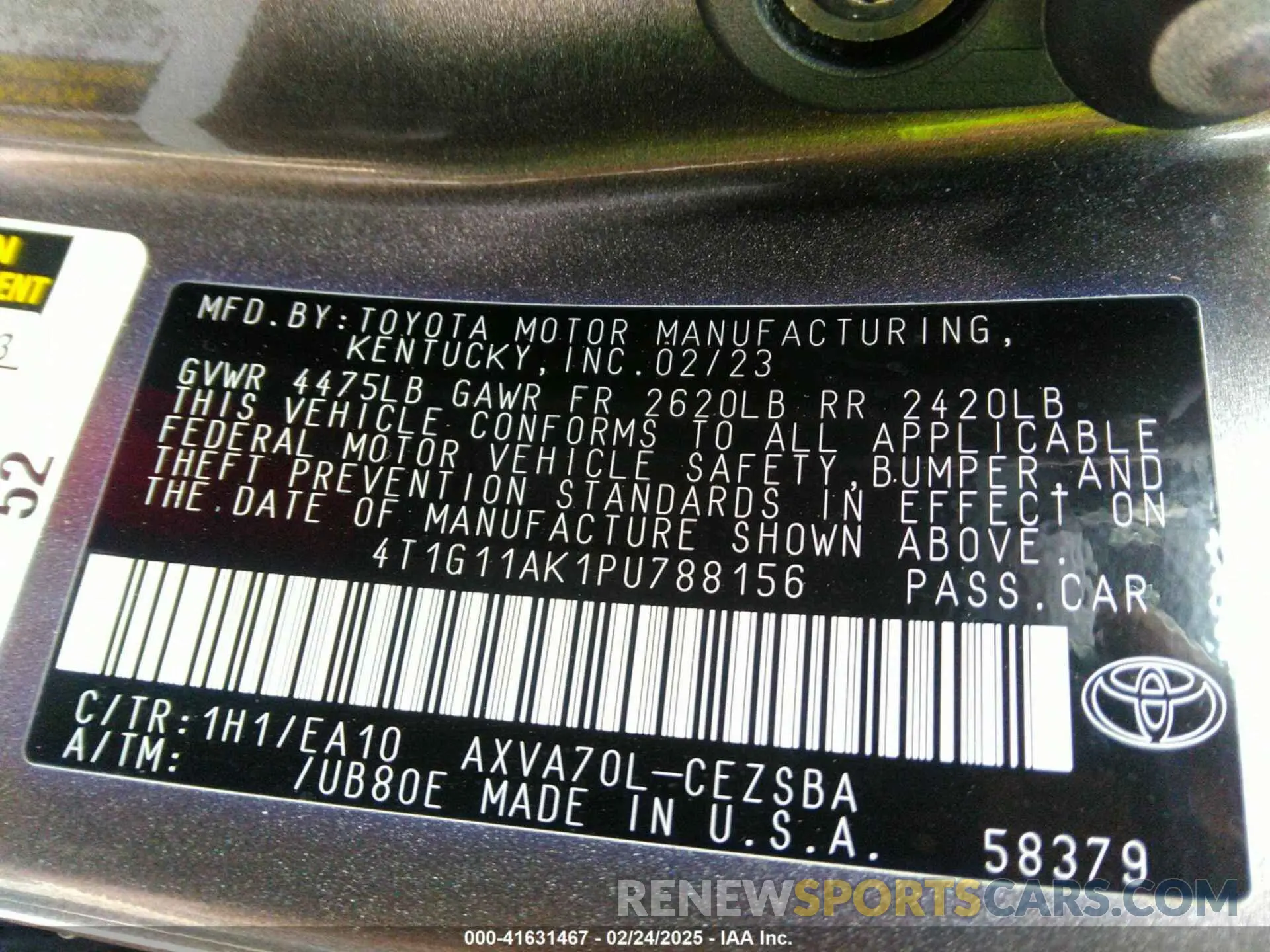 9 Photograph of a damaged car 4T1G11AK1PU788156 TOYOTA CAMRY 2023