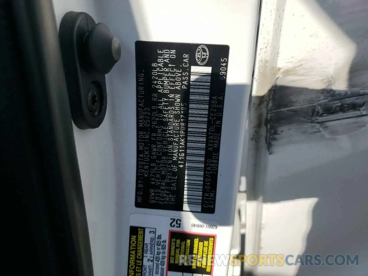 12 Photograph of a damaged car 4T1G11AK1PU817185 TOYOTA CAMRY 2023