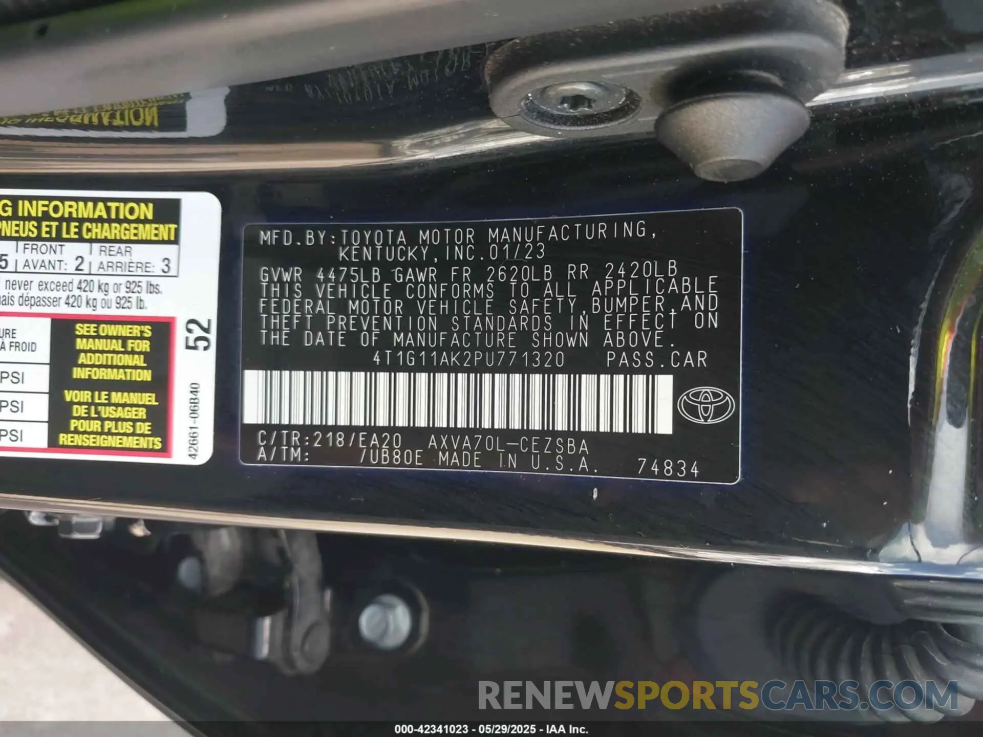 9 Photograph of a damaged car 4T1G11AK2PU771320 TOYOTA CAMRY 2023