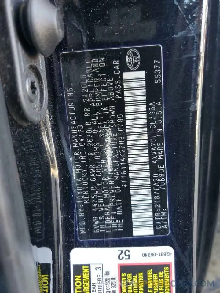 12 Photograph of a damaged car 4T1G11AK2PU810780 TOYOTA CAMRY 2023