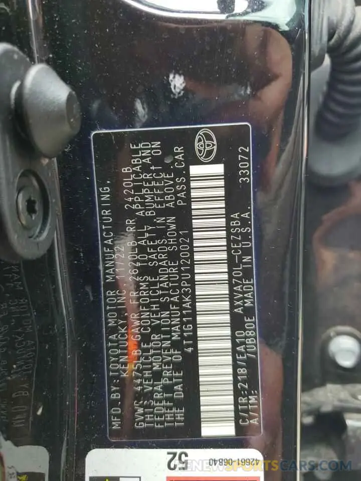 12 Photograph of a damaged car 4T1G11AK3PU120021 TOYOTA CAMRY 2023