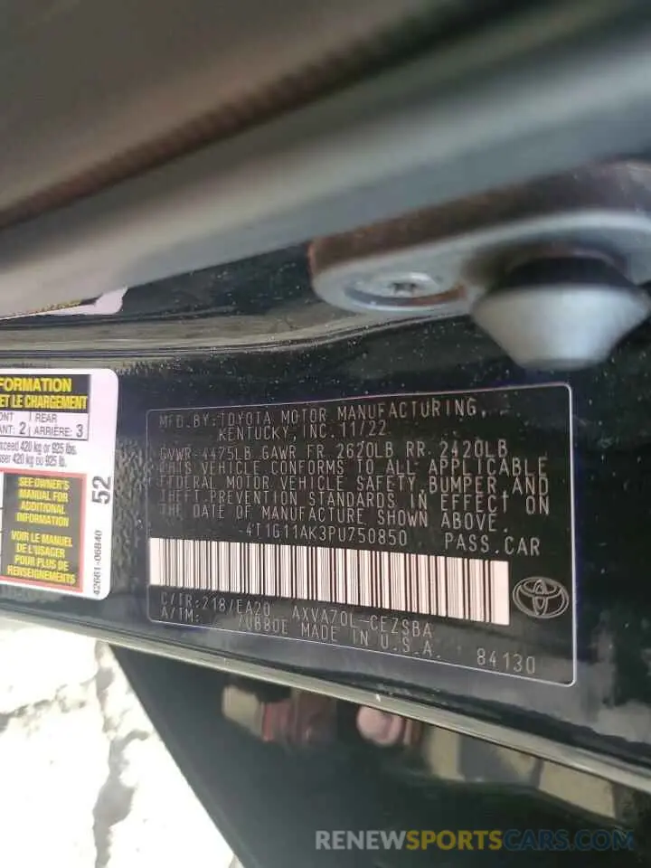 12 Photograph of a damaged car 4T1G11AK3PU750850 TOYOTA CAMRY 2023