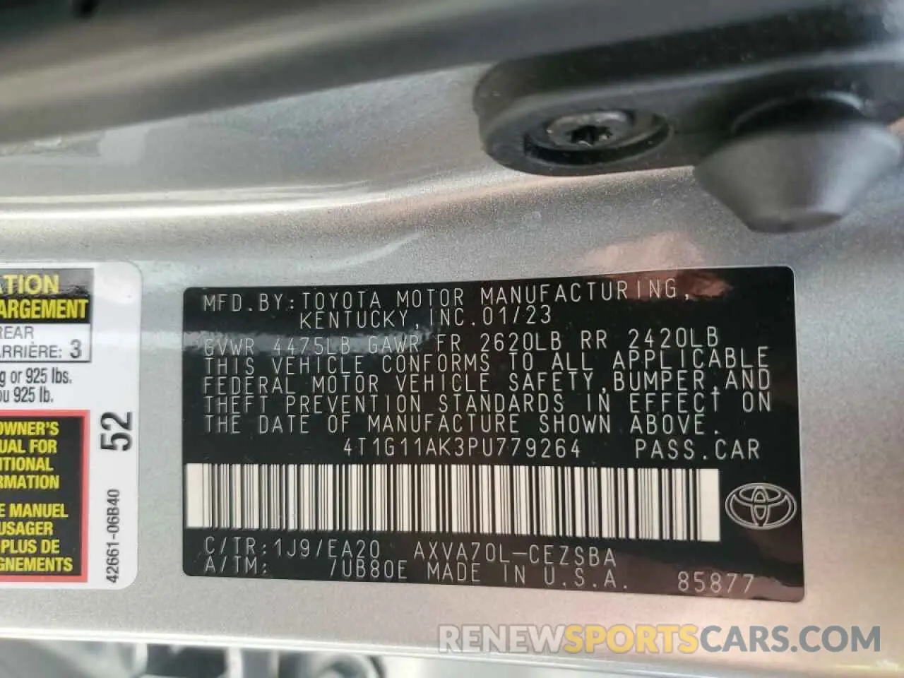 12 Photograph of a damaged car 4T1G11AK3PU779264 TOYOTA CAMRY 2023