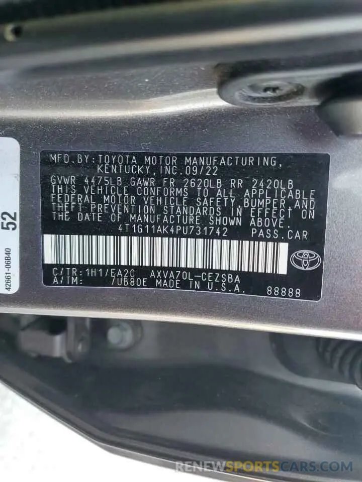 13 Photograph of a damaged car 4T1G11AK4PU731742 TOYOTA CAMRY 2023