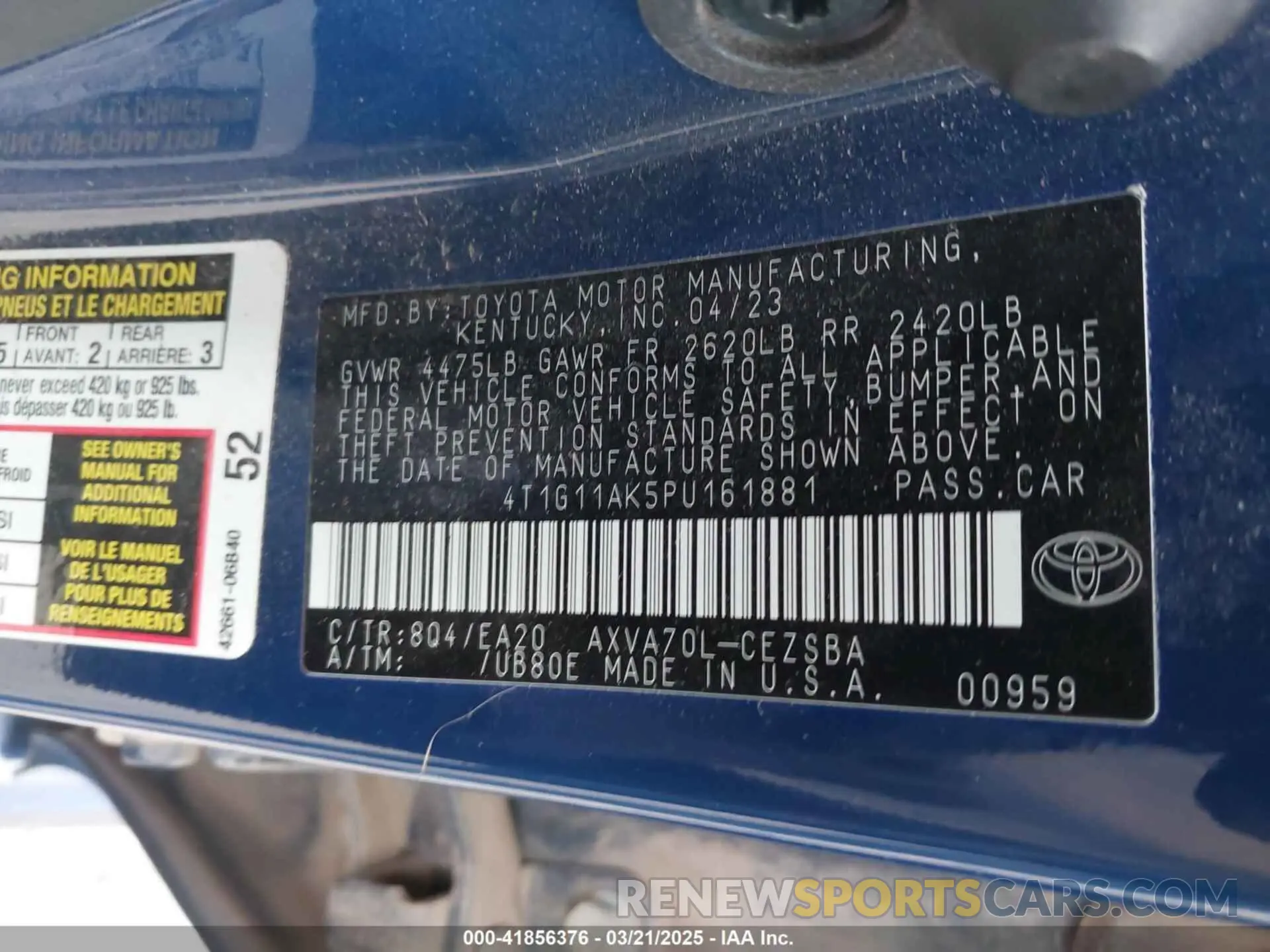 9 Photograph of a damaged car 4T1G11AK5PU161881 TOYOTA CAMRY 2023