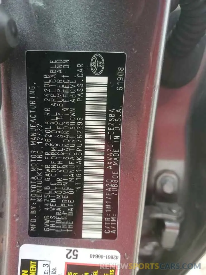 13 Photograph of a damaged car 4T1G11AK5PU762398 TOYOTA CAMRY 2023