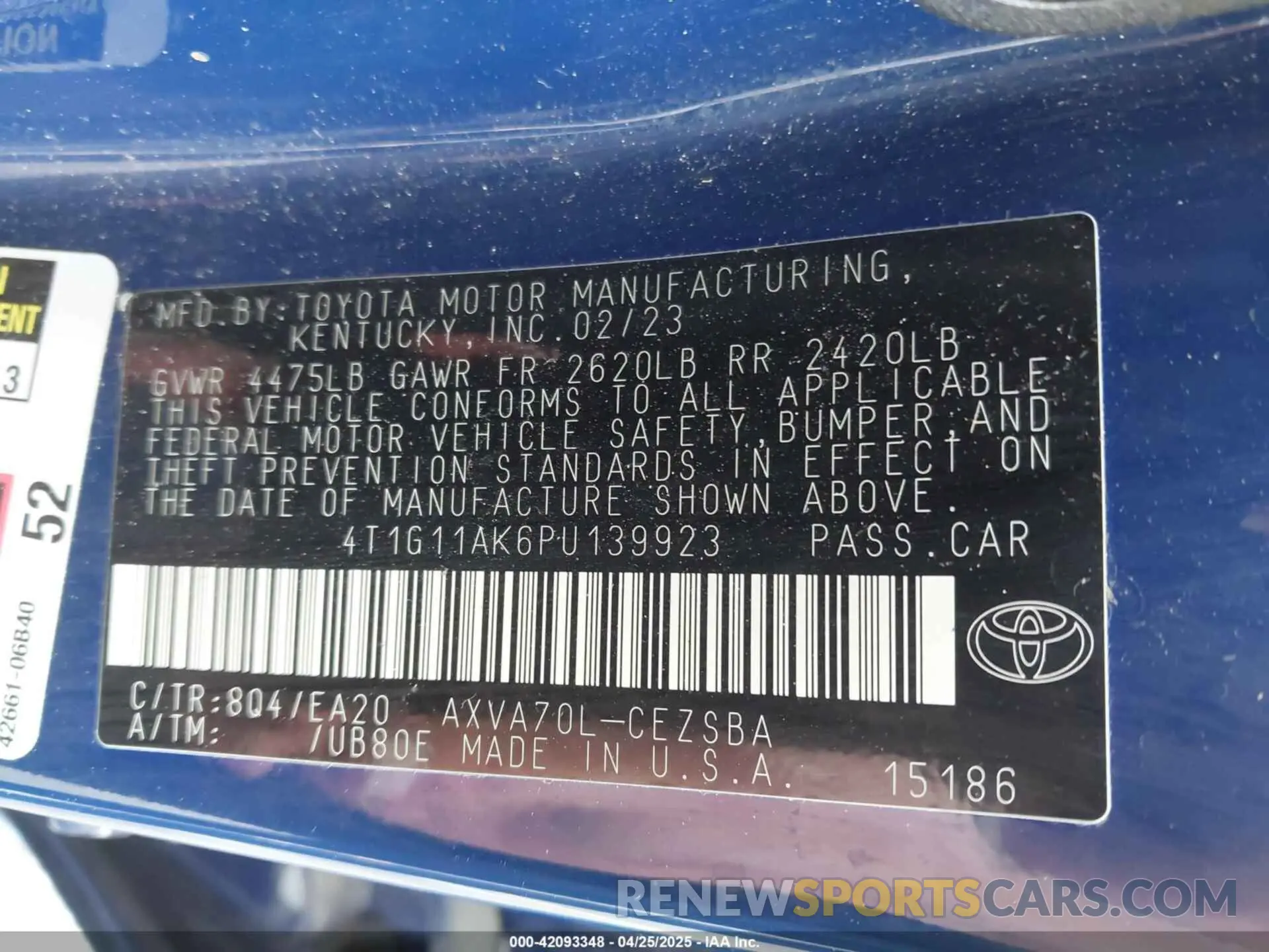 9 Photograph of a damaged car 4T1G11AK6PU139923 TOYOTA CAMRY 2023