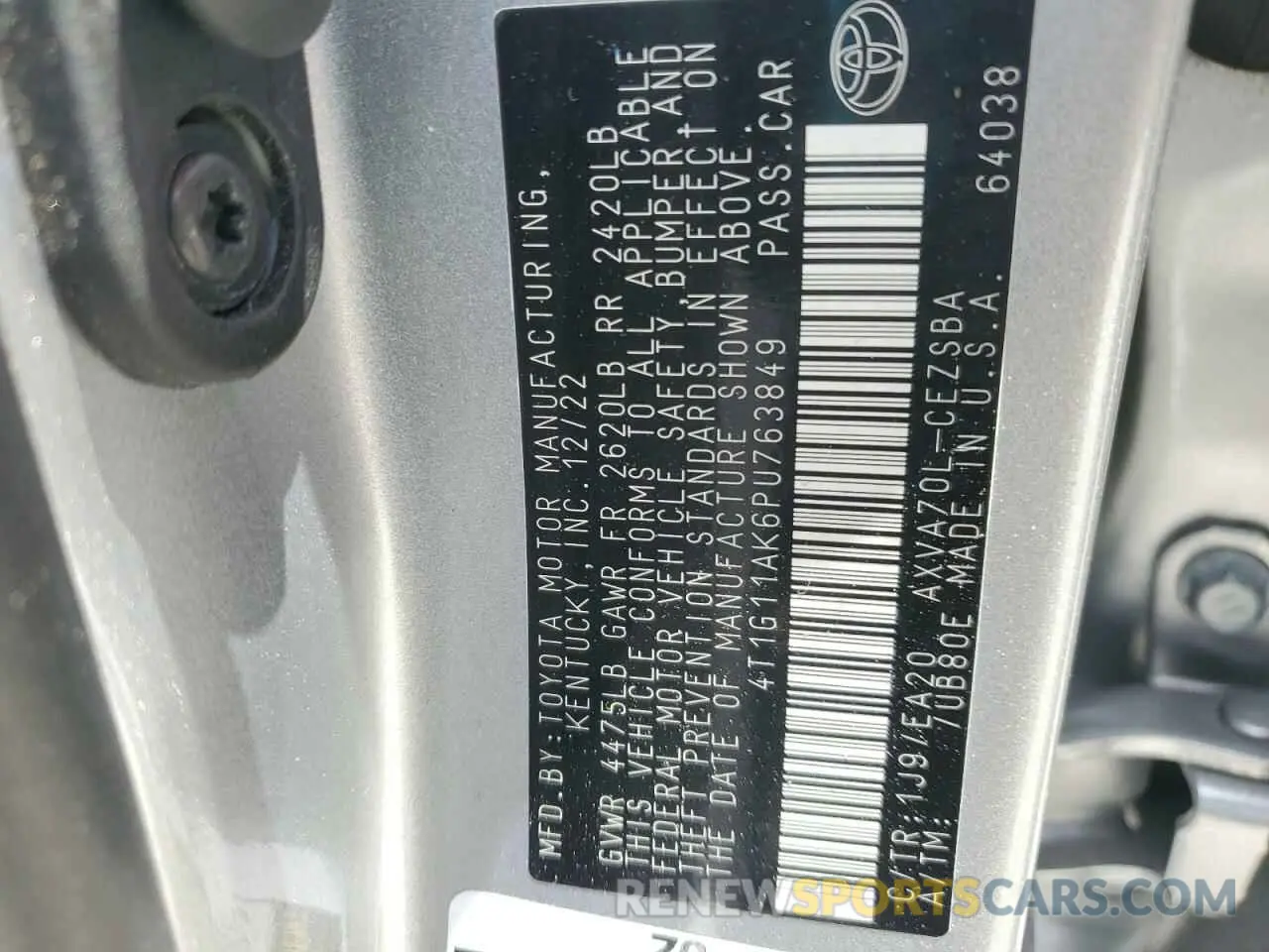 14 Photograph of a damaged car 4T1G11AK6PU763849 TOYOTA CAMRY 2023
