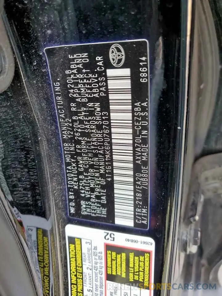 12 Photograph of a damaged car 4T1G11AK6PU767013 TOYOTA CAMRY 2023