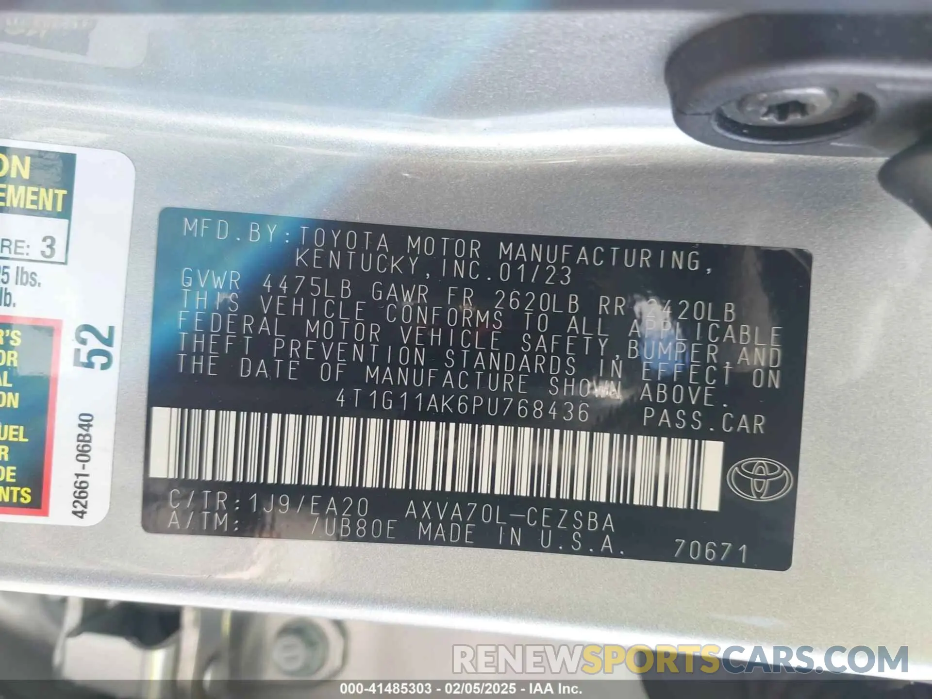 9 Photograph of a damaged car 4T1G11AK6PU768436 TOYOTA CAMRY 2023