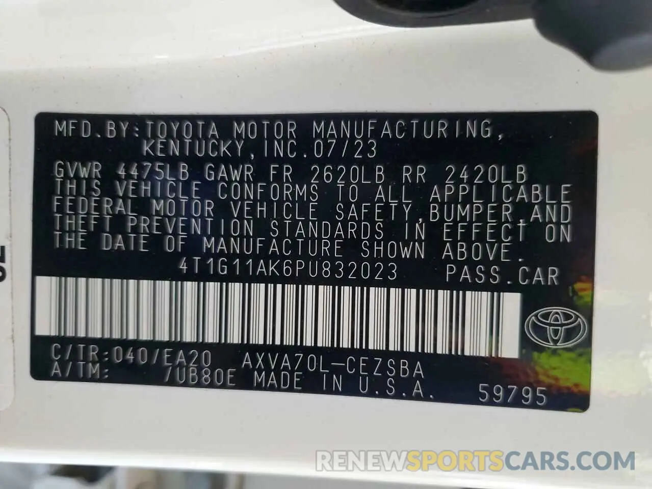 12 Photograph of a damaged car 4T1G11AK6PU832023 TOYOTA CAMRY 2023