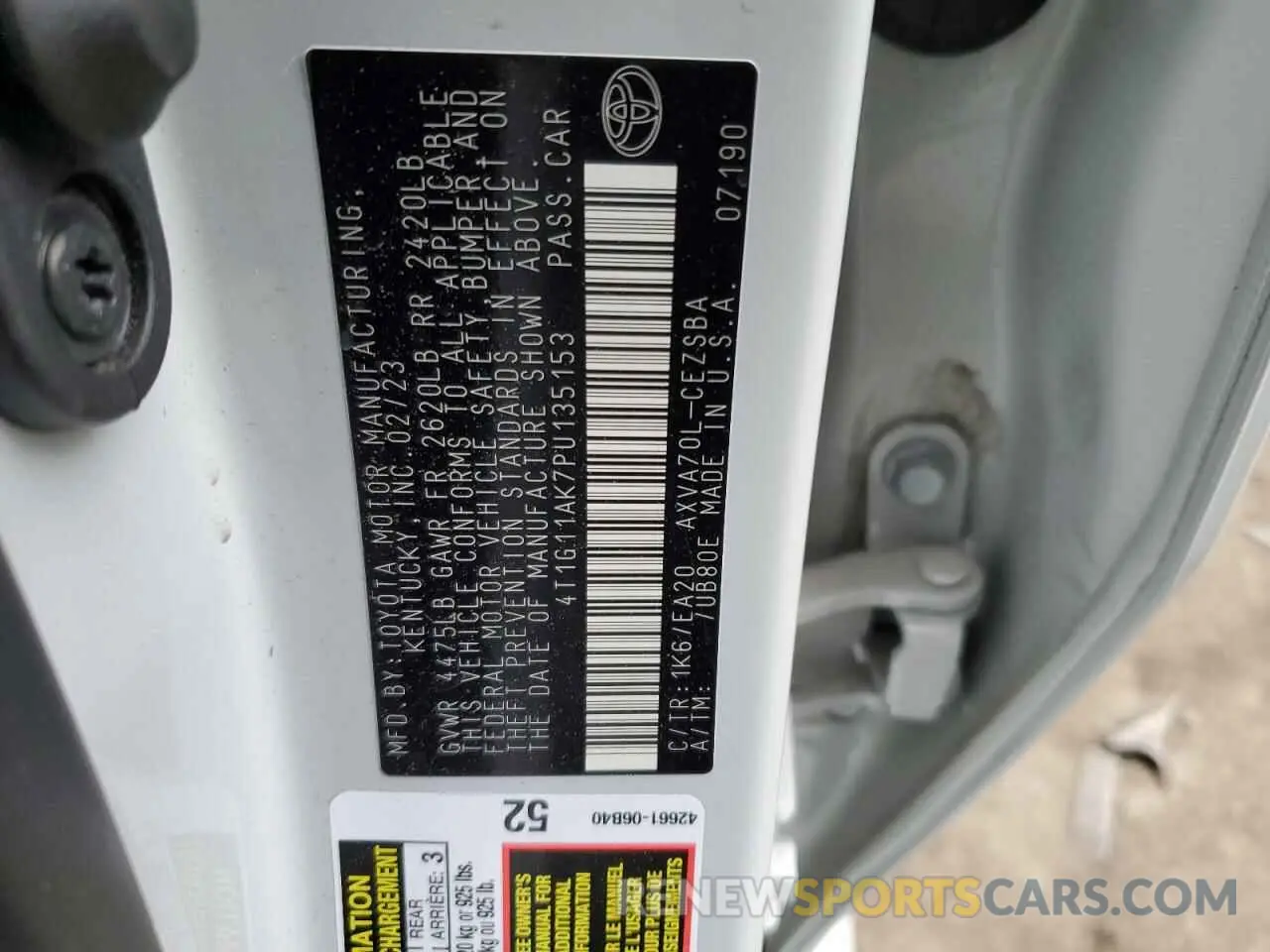12 Photograph of a damaged car 4T1G11AK7PU135153 TOYOTA CAMRY 2023