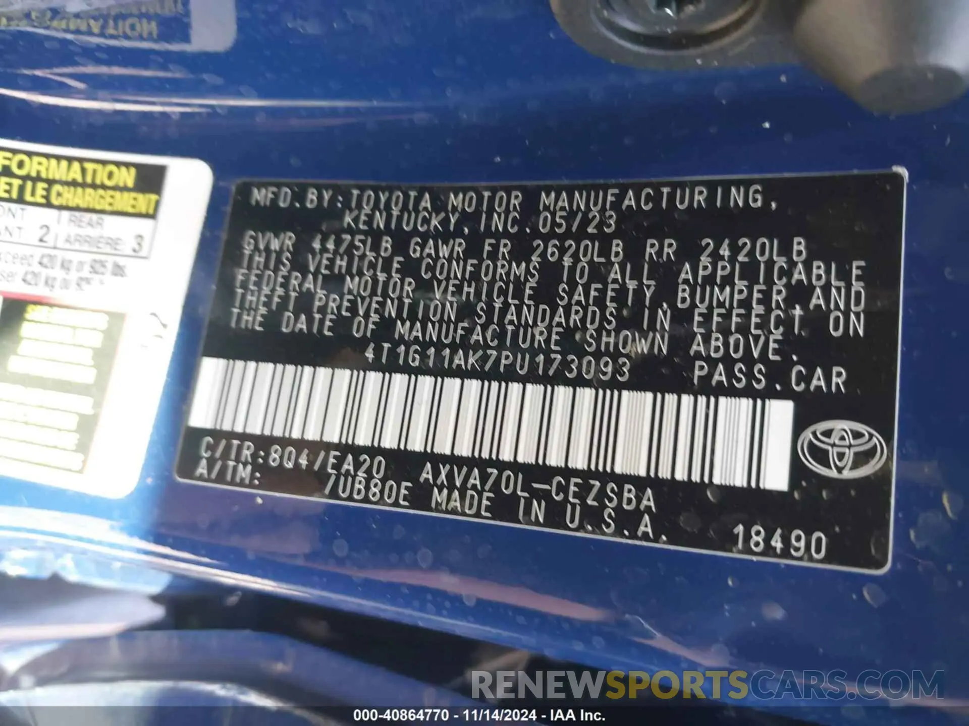 9 Photograph of a damaged car 4T1G11AK7PU173093 TOYOTA CAMRY 2023
