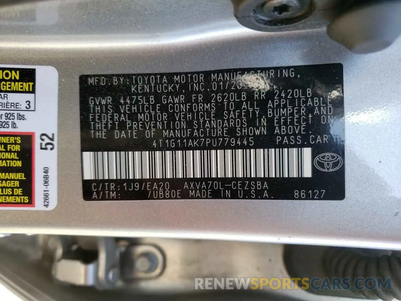 14 Photograph of a damaged car 4T1G11AK7PU779445 TOYOTA CAMRY 2023