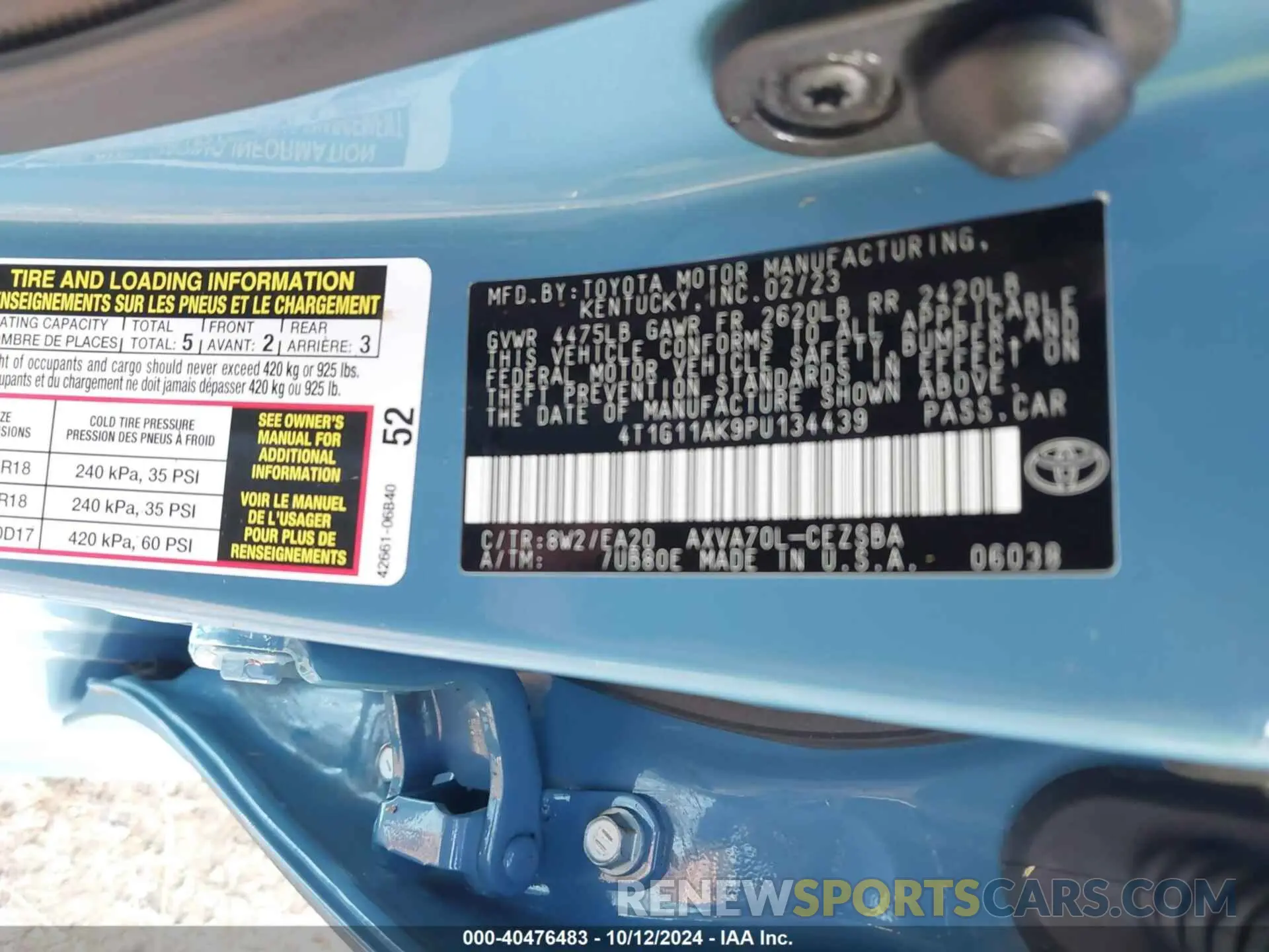 9 Photograph of a damaged car 4T1G11AK9PU134439 TOYOTA CAMRY 2023