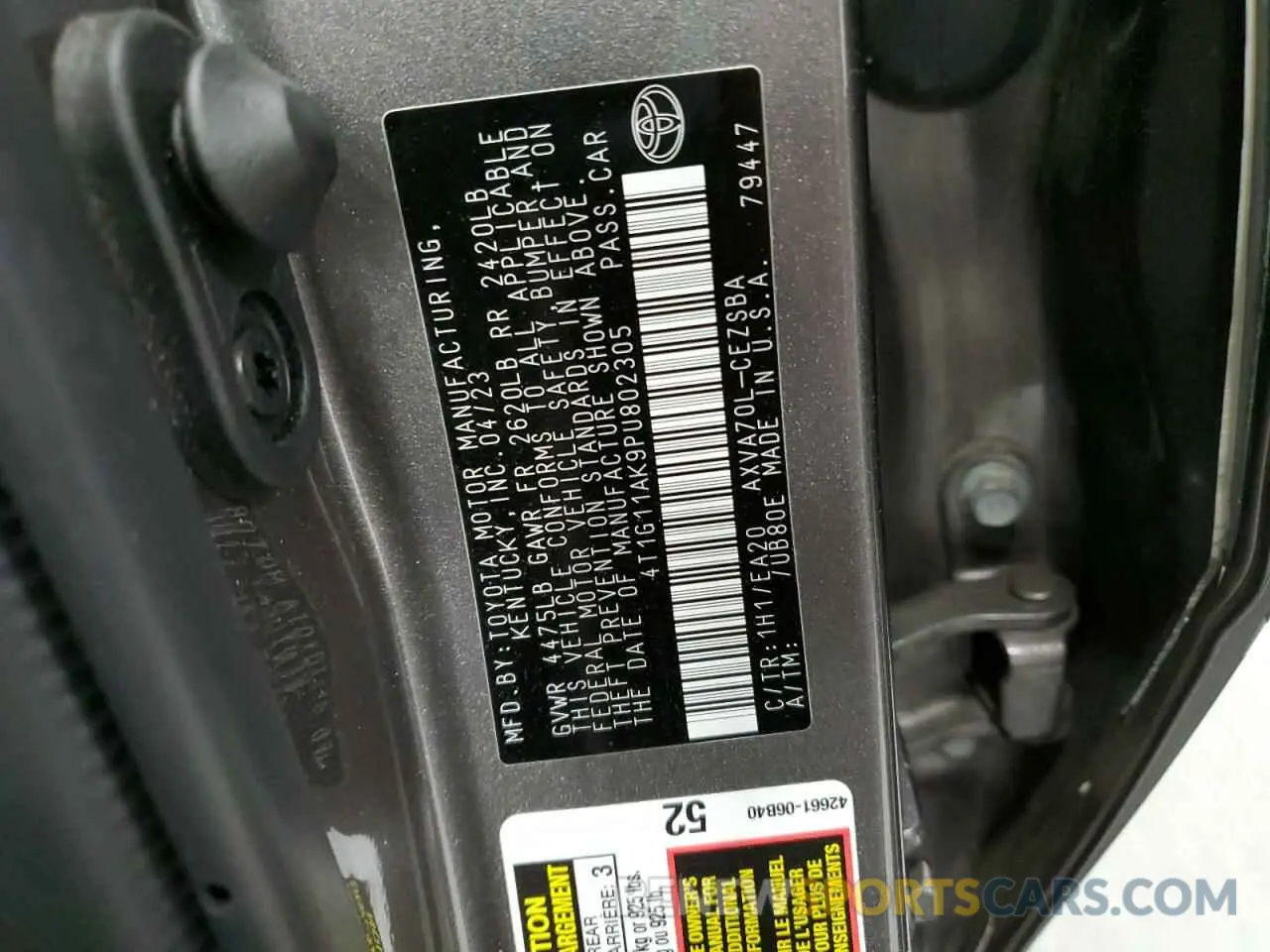 12 Photograph of a damaged car 4T1G11AK9PU802305 TOYOTA CAMRY 2023