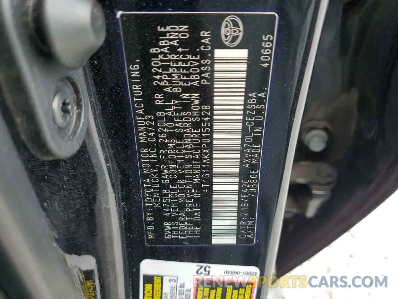 12 Photograph of a damaged car 4T1G11AKXPU155428 TOYOTA CAMRY 2023