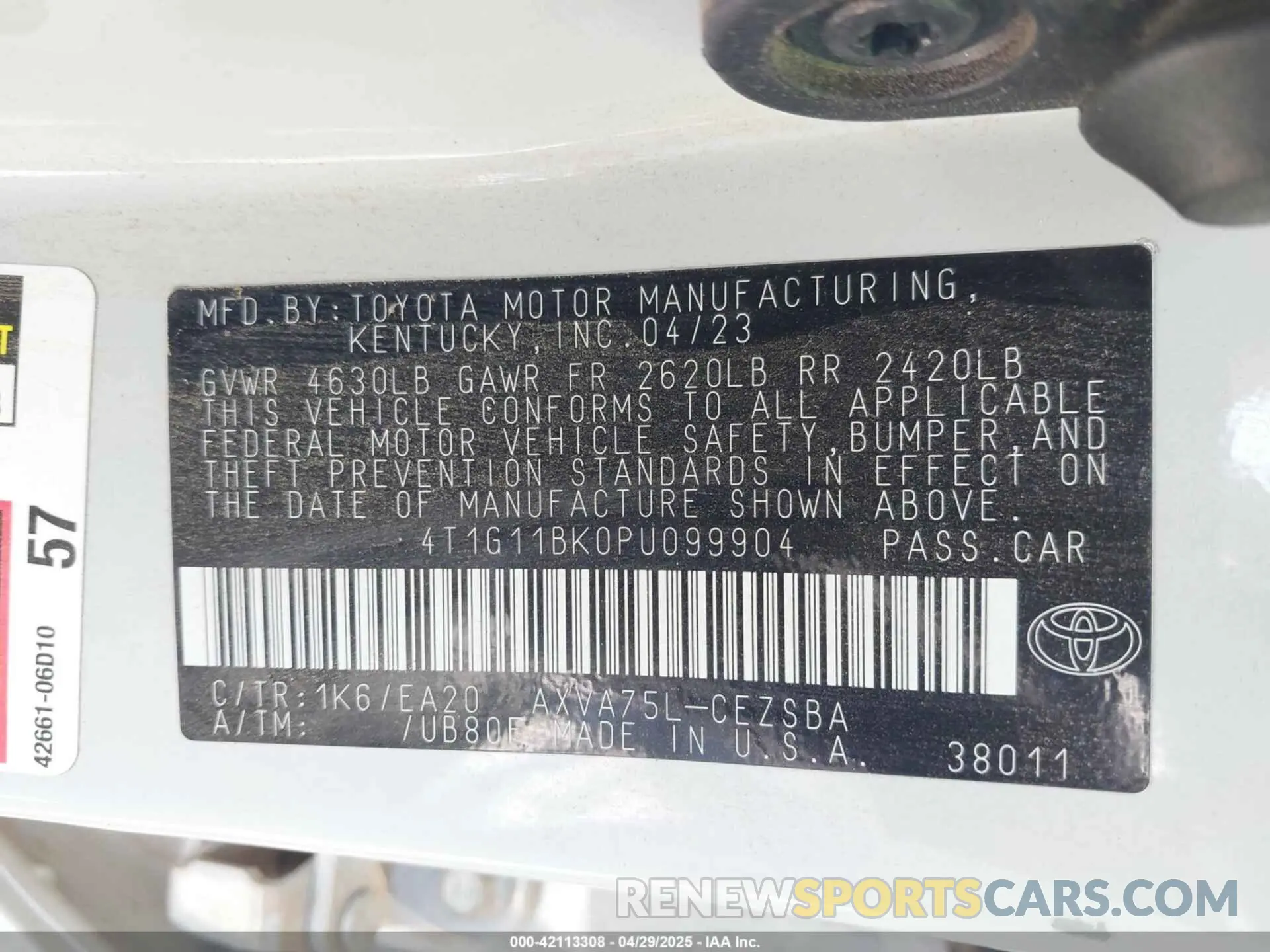 9 Photograph of a damaged car 4T1G11BK0PU099904 TOYOTA CAMRY 2023