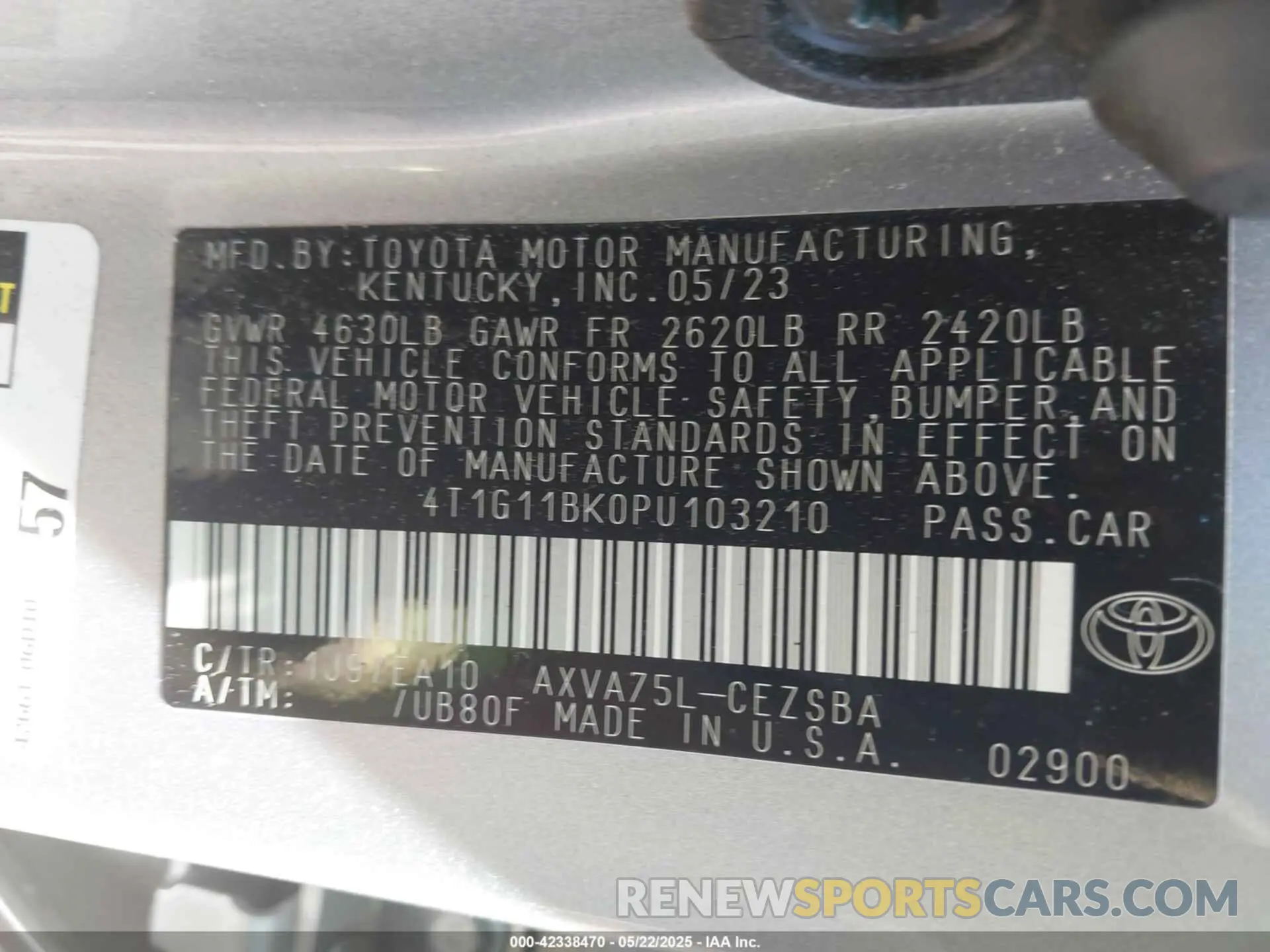 9 Photograph of a damaged car 4T1G11BK0PU103210 TOYOTA CAMRY 2023