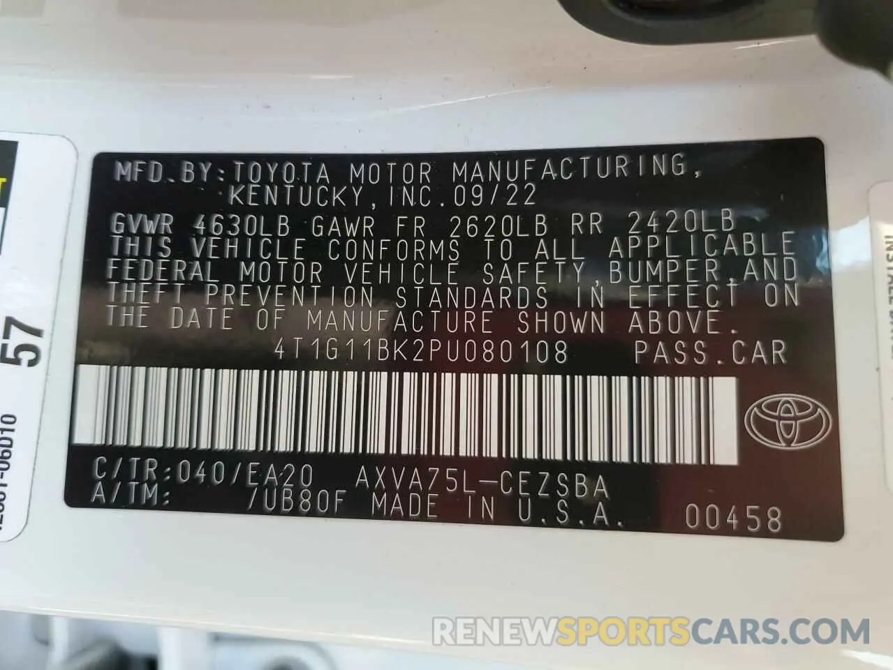 13 Photograph of a damaged car 4T1G11BK2PU080108 TOYOTA CAMRY 2023