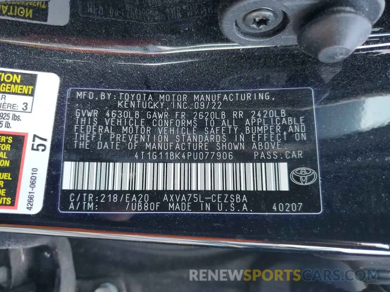 13 Photograph of a damaged car 4T1G11BK4PU077906 TOYOTA CAMRY 2023