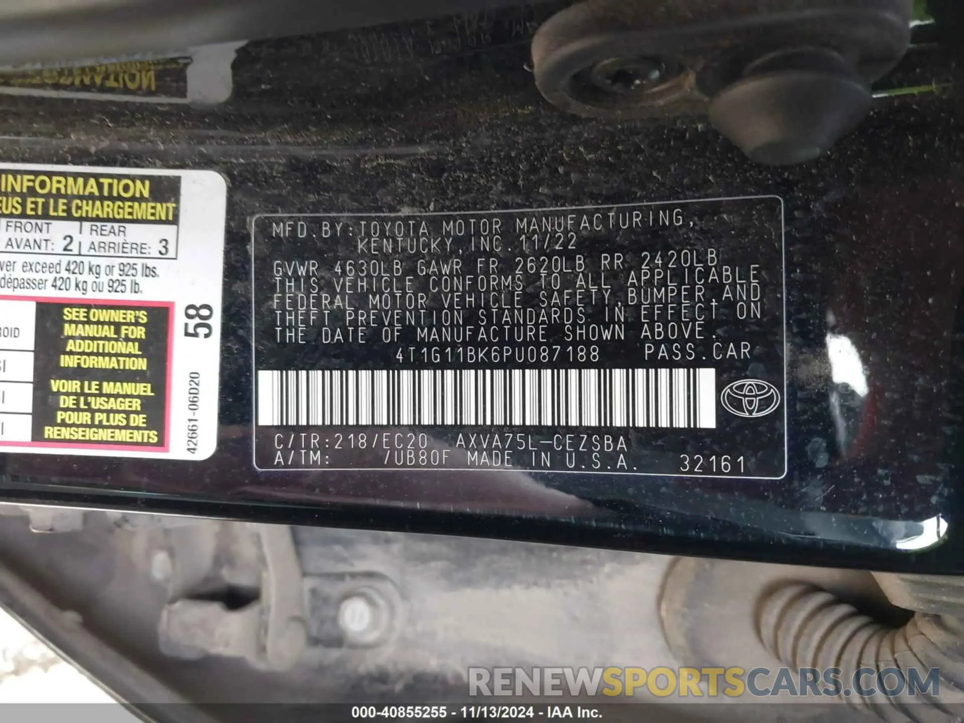 9 Photograph of a damaged car 4T1G11BK6PU087188 TOYOTA CAMRY 2023