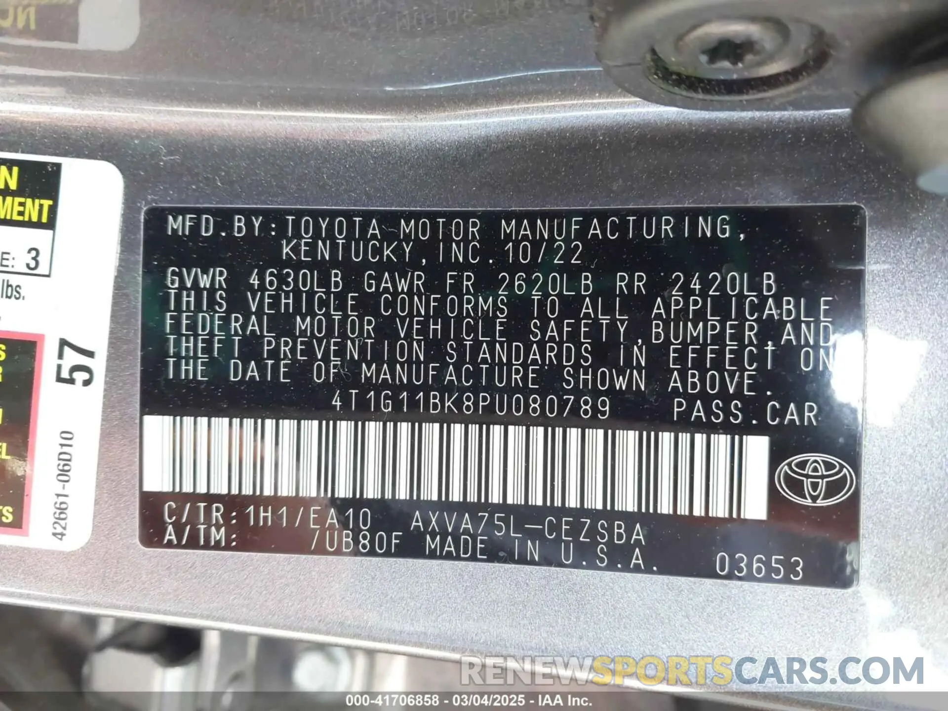 9 Photograph of a damaged car 4T1G11BK8PU080789 TOYOTA CAMRY 2023