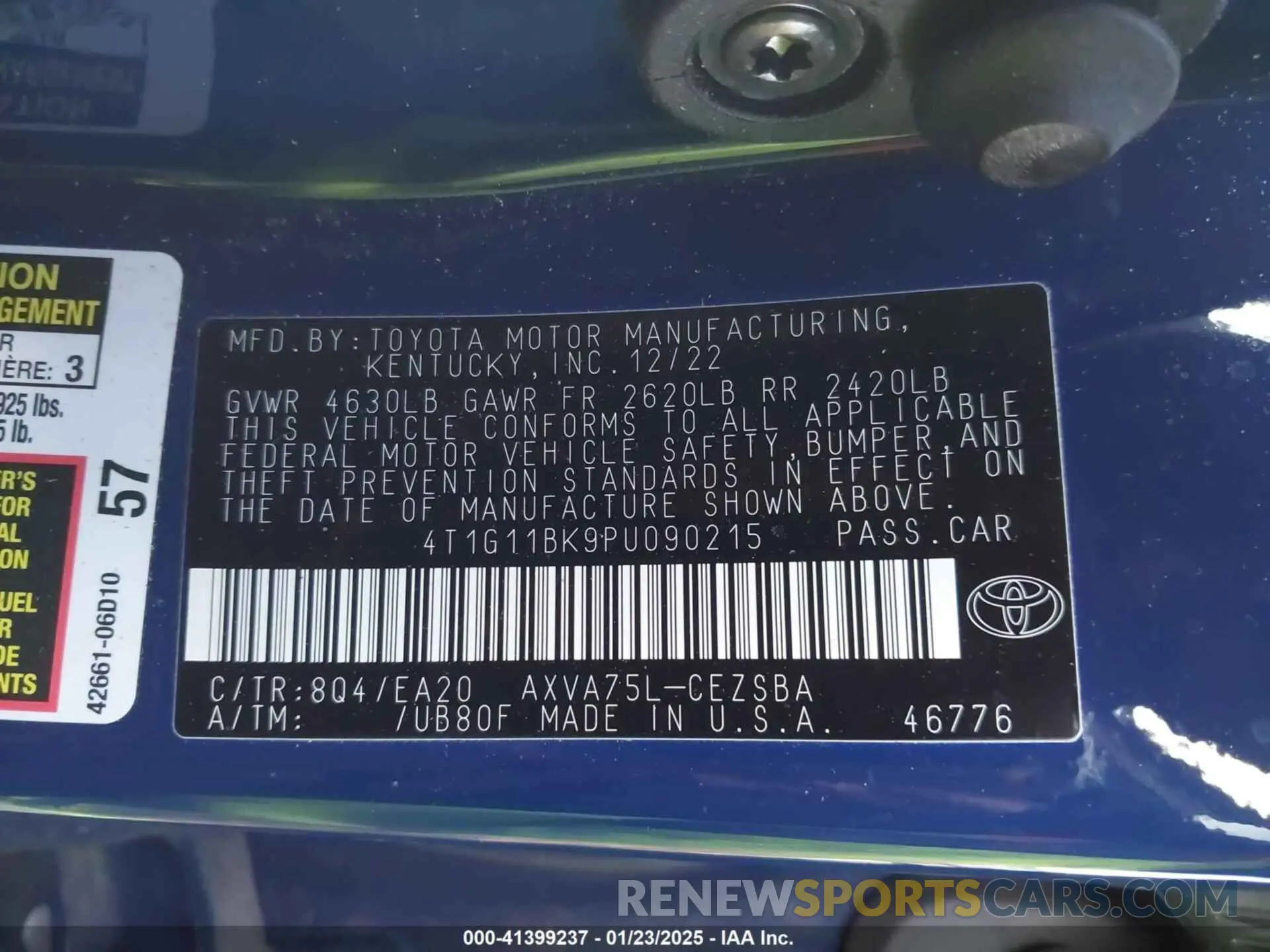 9 Photograph of a damaged car 4T1G11BK9PU090215 TOYOTA CAMRY 2023