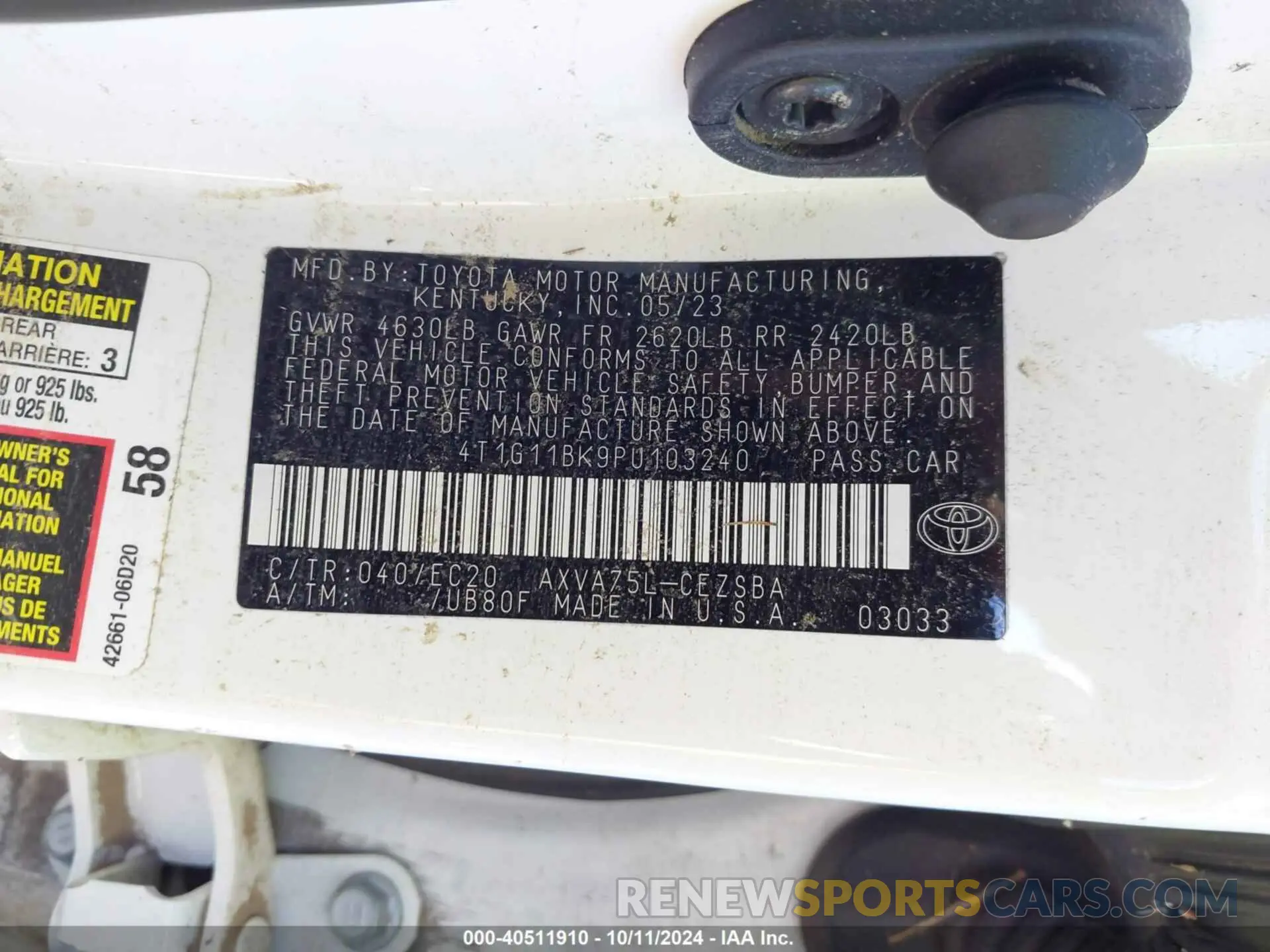 9 Photograph of a damaged car 4T1G11BK9PU103240 TOYOTA CAMRY 2023