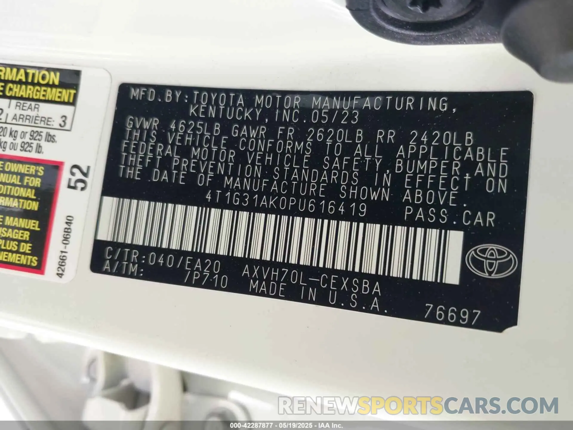 9 Photograph of a damaged car 4T1G31AK0PU616419 TOYOTA CAMRY 2023