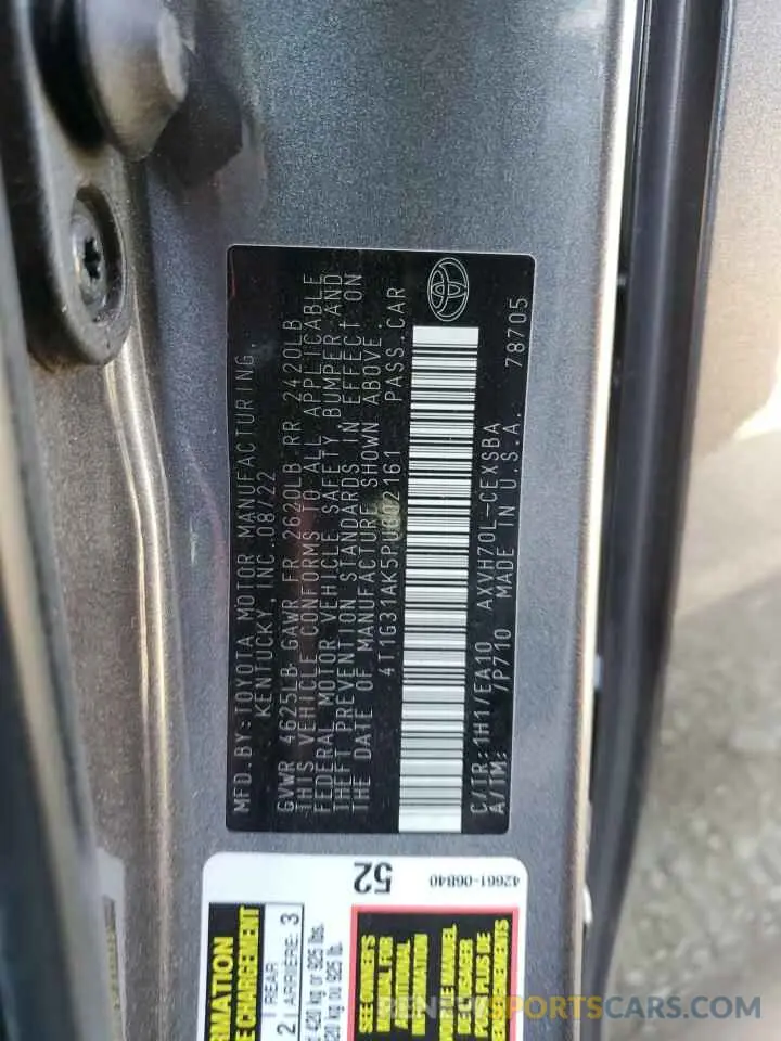 12 Photograph of a damaged car 4T1G31AK5PU602161 TOYOTA CAMRY 2023