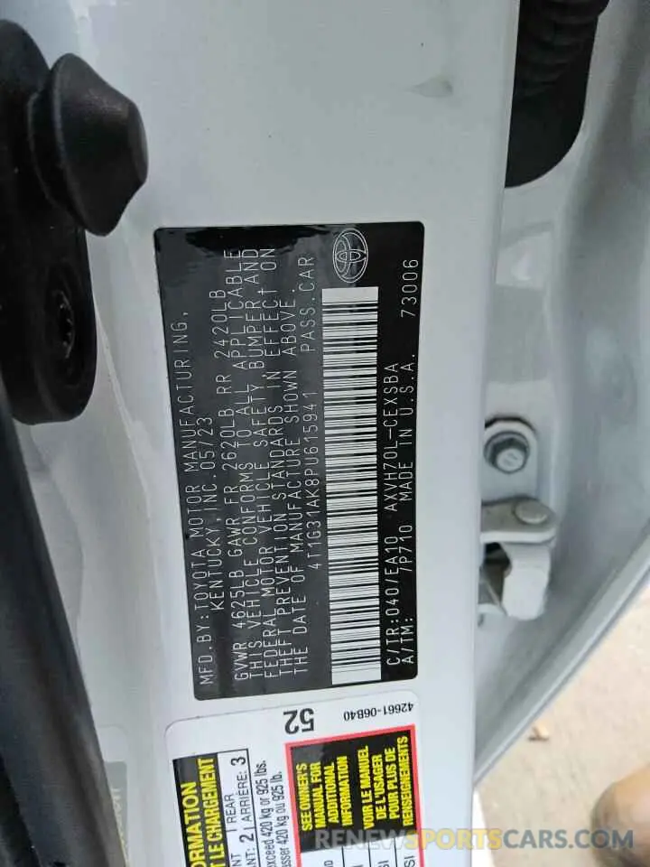 12 Photograph of a damaged car 4T1G31AK8PU615941 TOYOTA CAMRY 2023