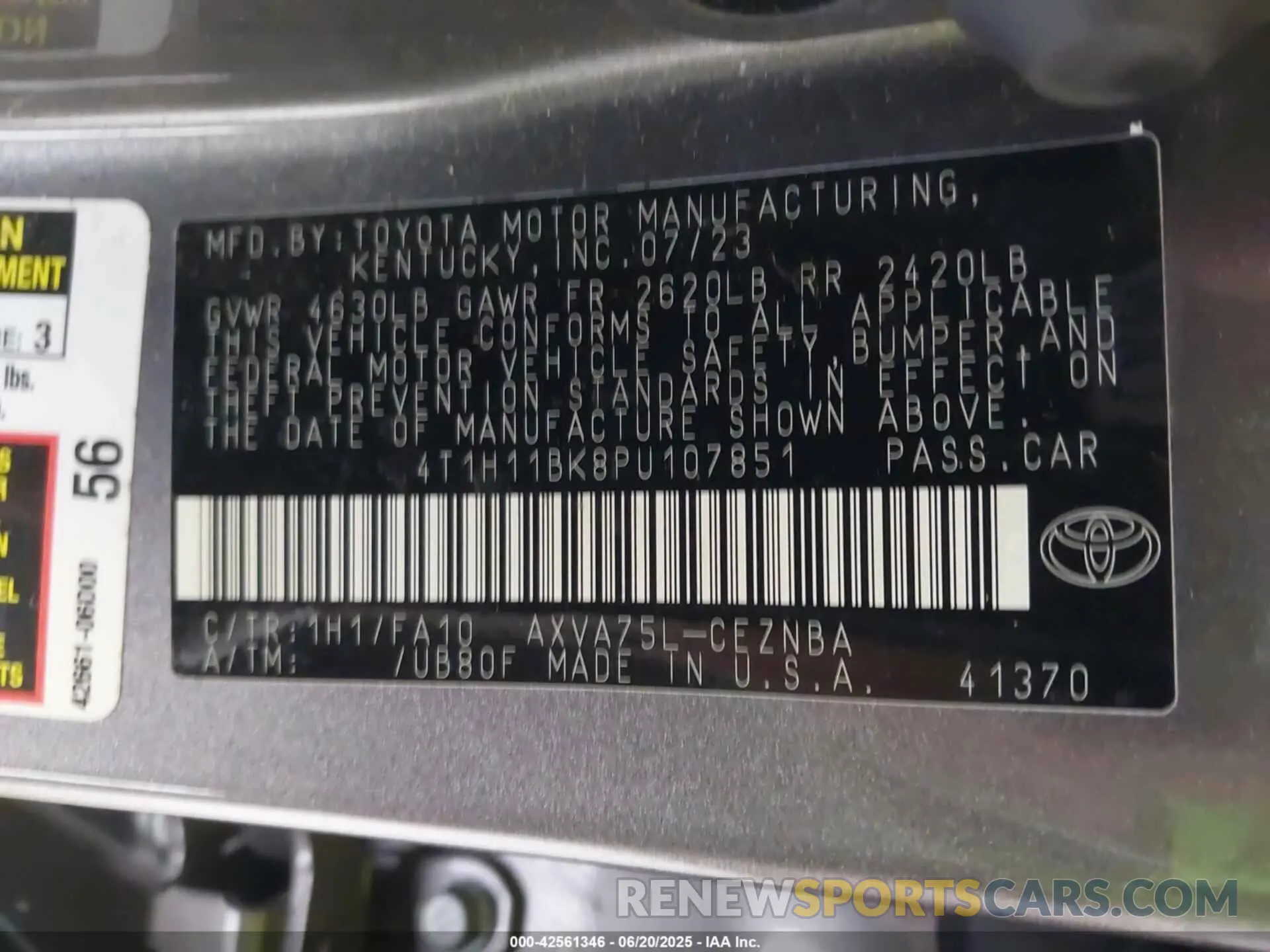 9 Photograph of a damaged car 4T1H11BK8PU107851 TOYOTA CAMRY 2023
