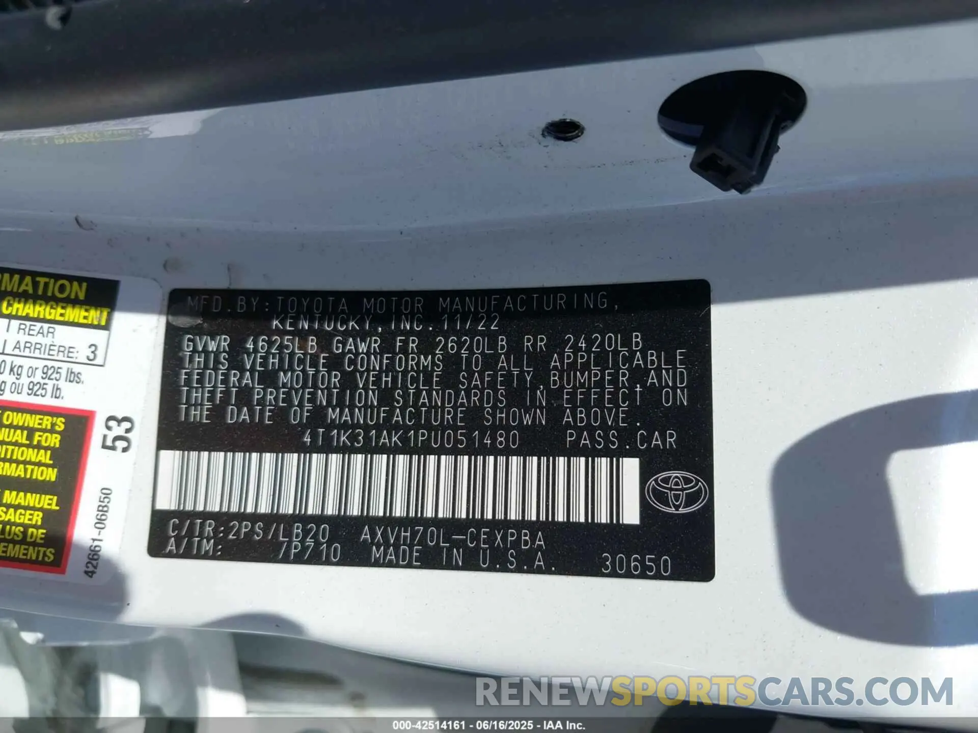 9 Photograph of a damaged car 4T1K31AK1PU051480 TOYOTA CAMRY 2023