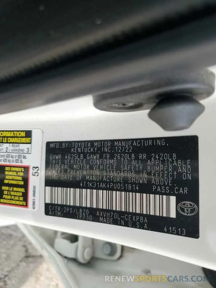14 Photograph of a damaged car 4T1K31AK4PU051814 TOYOTA CAMRY 2023