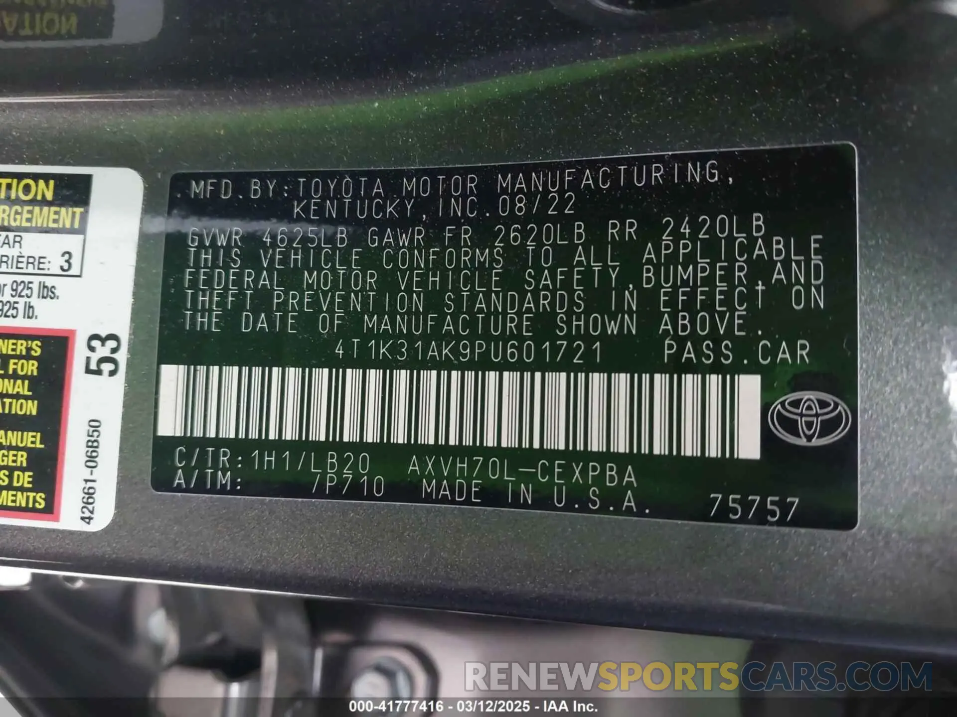 9 Photograph of a damaged car 4T1K31AK9PU601721 TOYOTA CAMRY 2023
