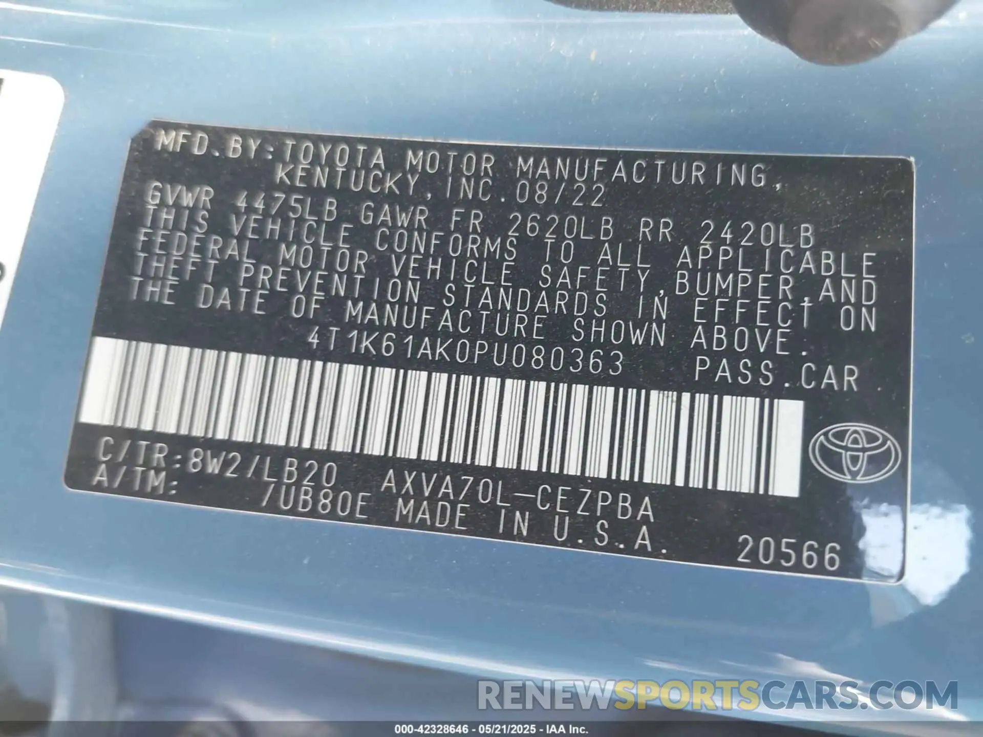 9 Photograph of a damaged car 4T1K61AK0PU080363 TOYOTA CAMRY 2023