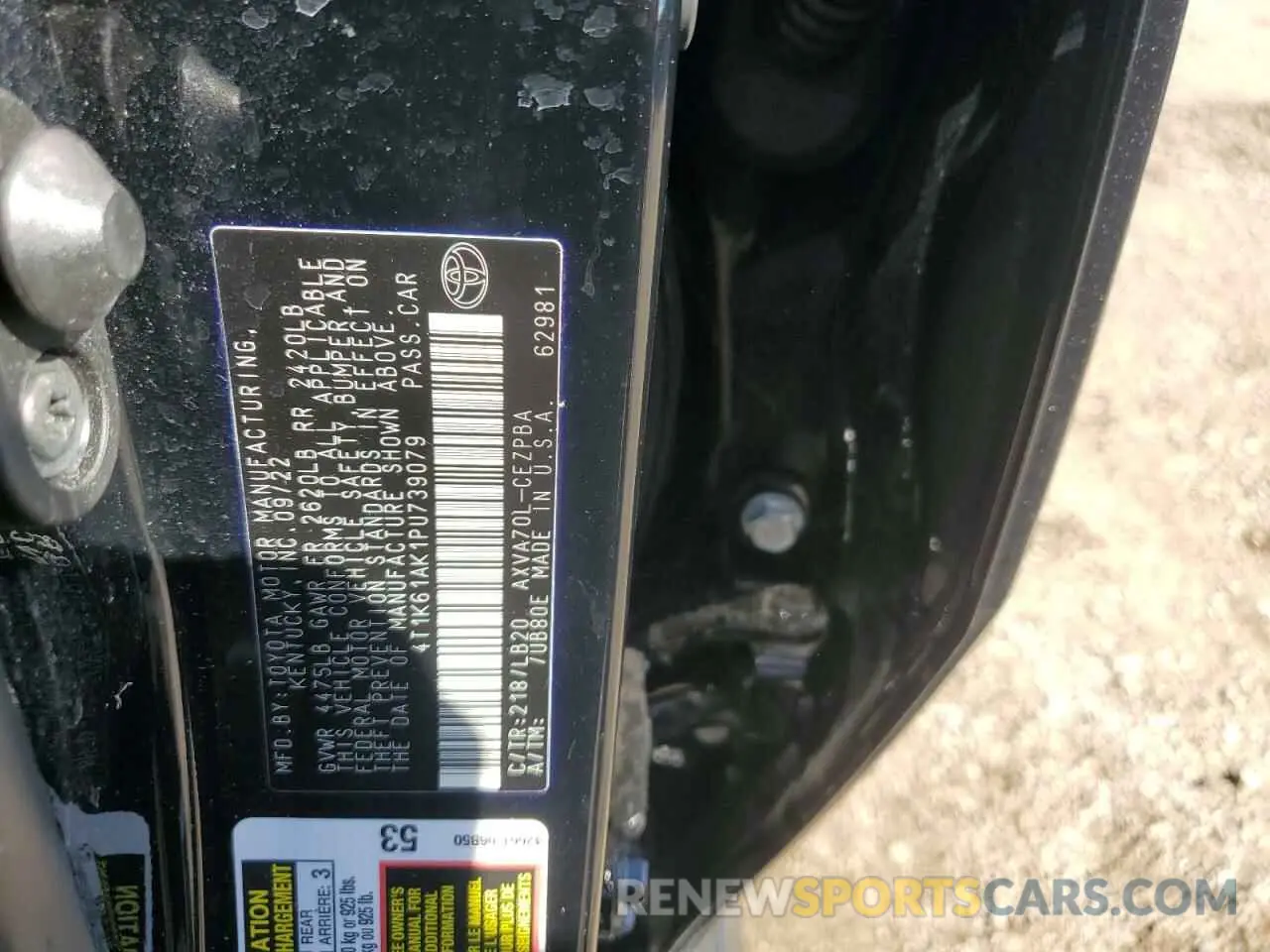 12 Photograph of a damaged car 4T1K61AK1PU739079 TOYOTA CAMRY 2023