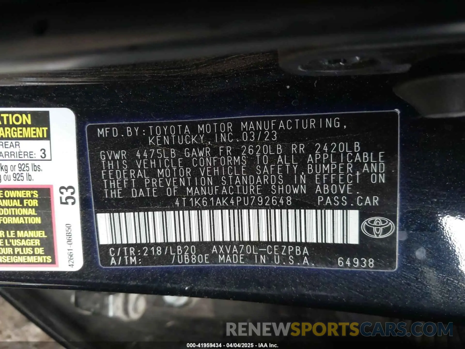 9 Photograph of a damaged car 4T1K61AK4PU792648 TOYOTA CAMRY 2023