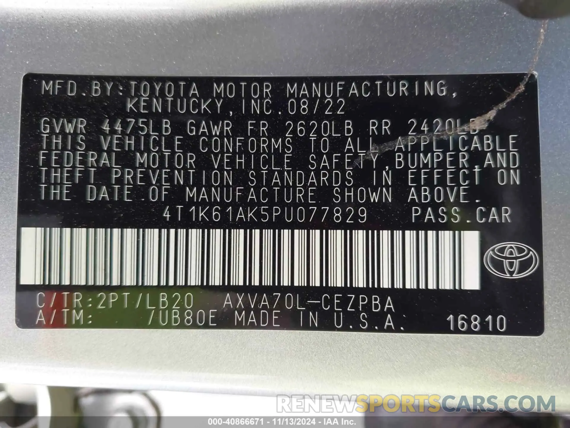 9 Photograph of a damaged car 4T1K61AK5PU077829 TOYOTA CAMRY 2023