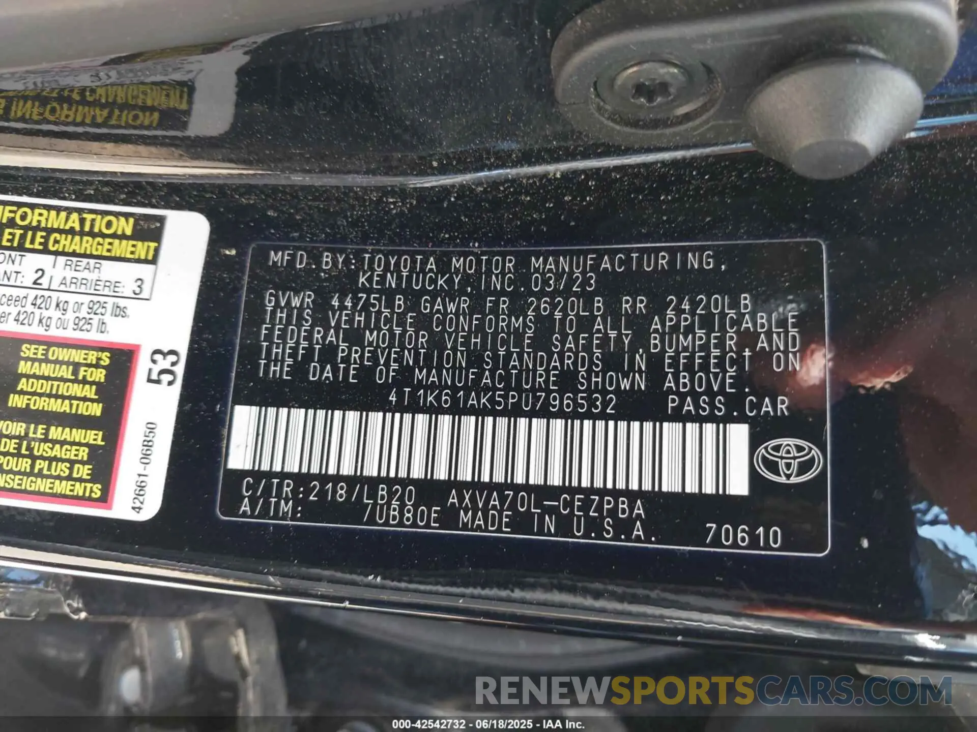 9 Photograph of a damaged car 4T1K61AK5PU796532 TOYOTA CAMRY 2023