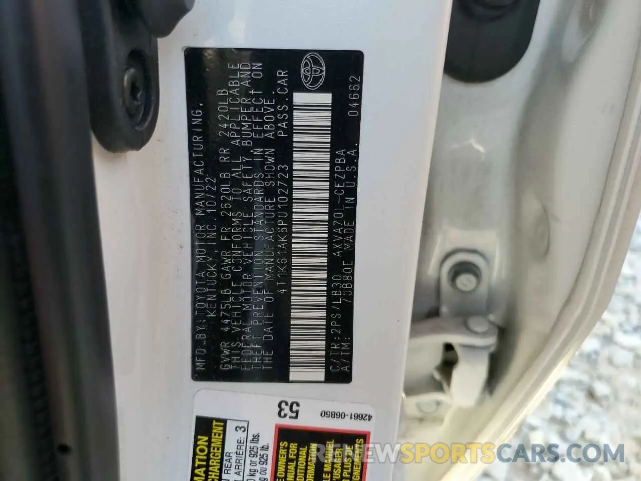 15 Photograph of a damaged car 4T1K61AK6PU102723 TOYOTA CAMRY 2023